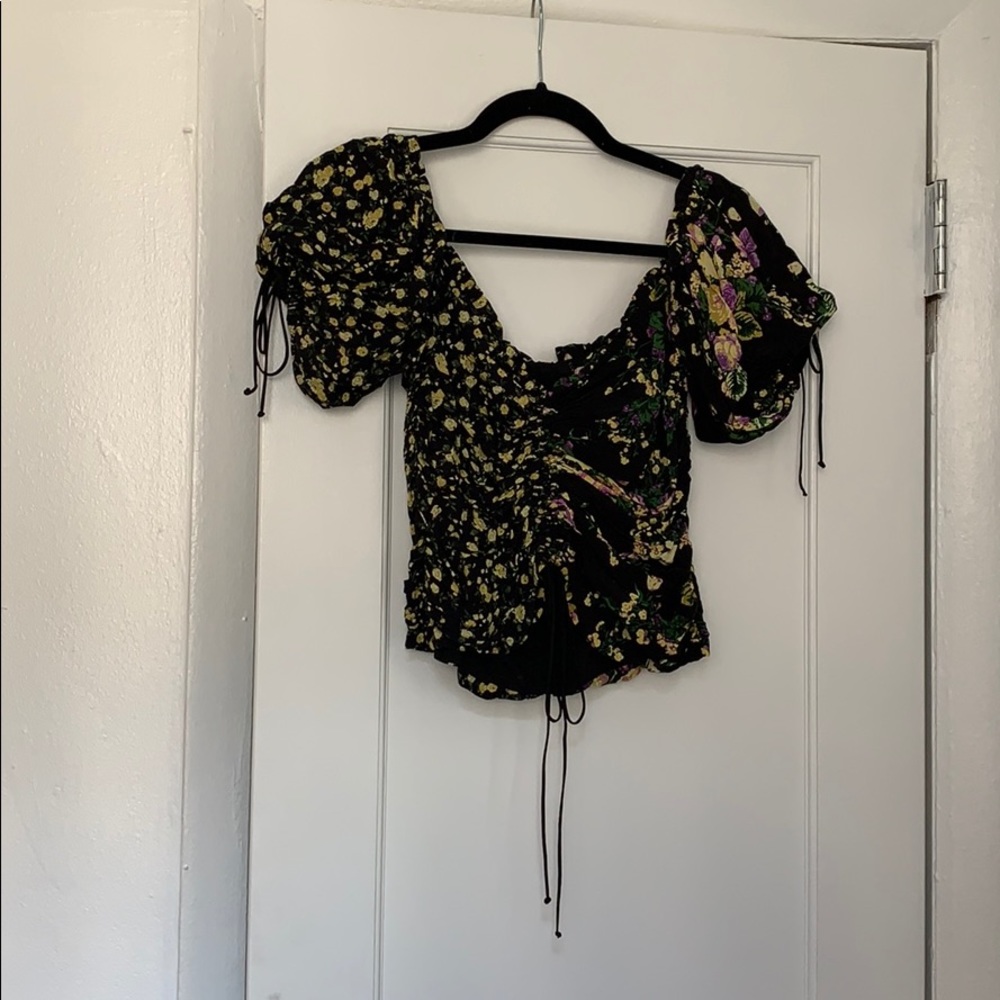 For Love And Lemons Black Floral Top